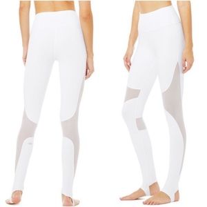 ALO Yoga Coast Leggings White Sheer Panels Size Large Brand New With Tags BNWT